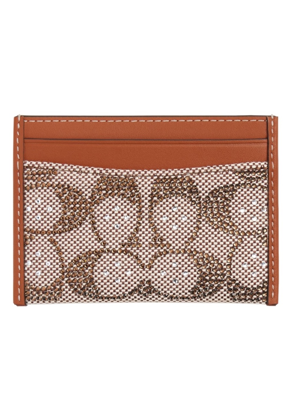 New Coach Essential Brown and Crystal Signature Card Case